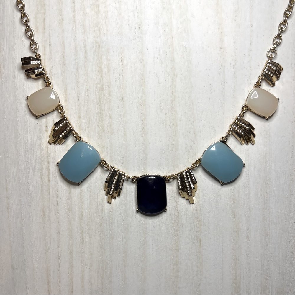 Blue, Teal, and Gold Tone Statement Necklace